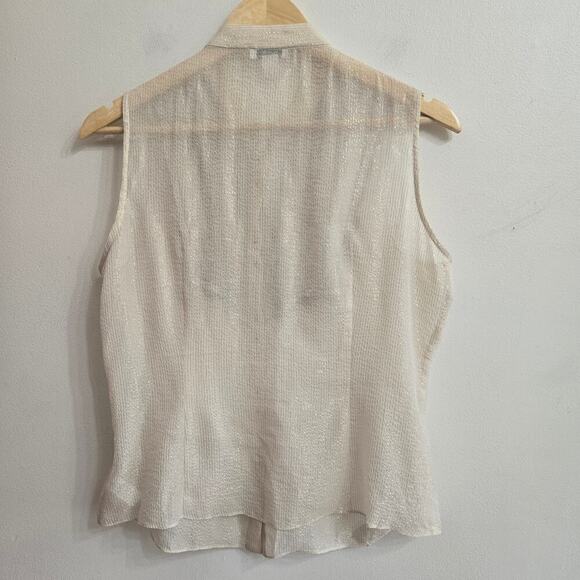 Cache Women Silk Metallic Sheer Lace Button Top L Boho Western Prairie Victorian - Picture 5 of 10